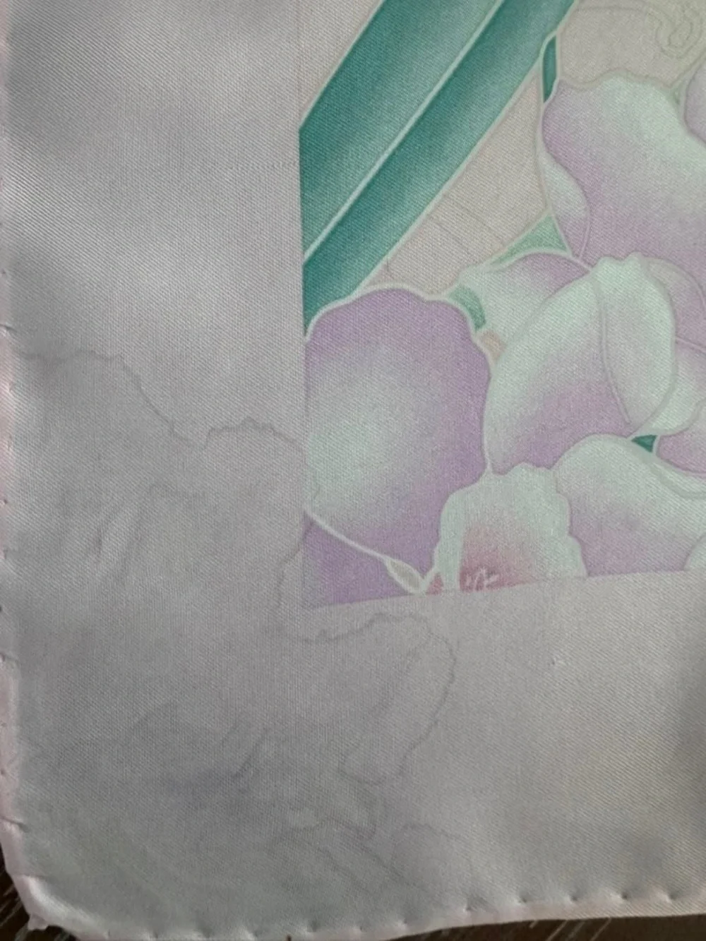 Leonardo Paris Silk Scarf Pink Beige Hand Rolled Made in France